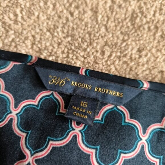 Brooks Brothers Geometric Monogram Preppy Quiet Luxury Old Money Top Blouse 16 - Picture 4 of 8